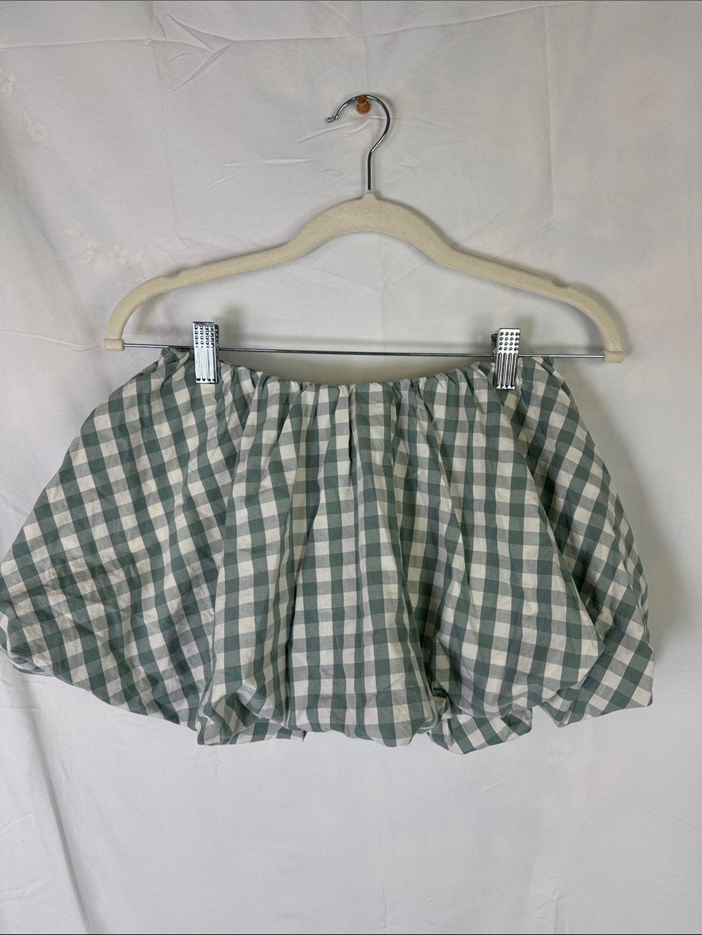 Kimchi Blue Green and White Gingham Bubble Skirt Urban Outfitters NWT